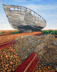 Derelict Boat on Dungeness Beach painting by Arne Barker