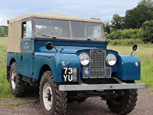 Blue Land-Rover Series 1 with hand painted plates